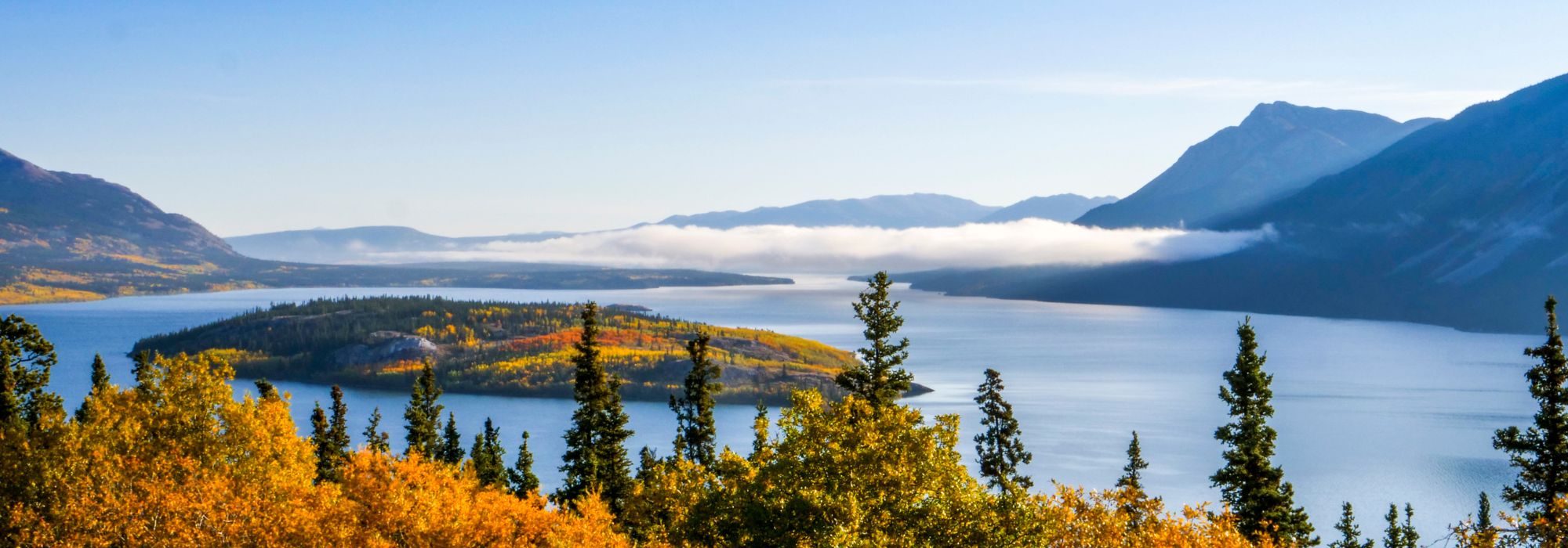 Photo of an island in a river in the Yukon, Canada