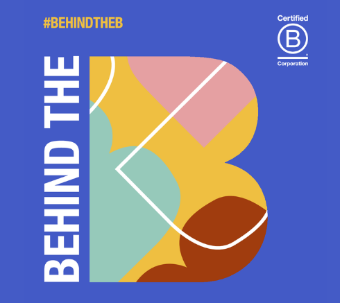 Behind the B logo