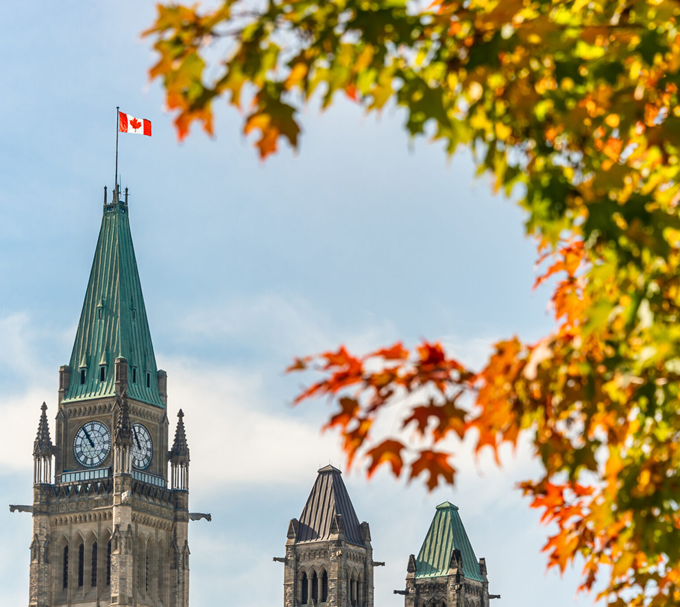Canadian Parliament with Autumn Foliage