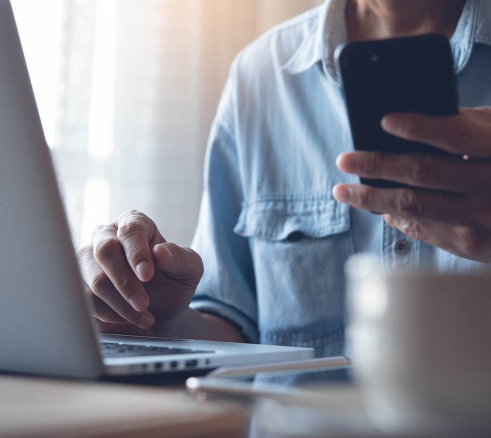 man reviewing online contract