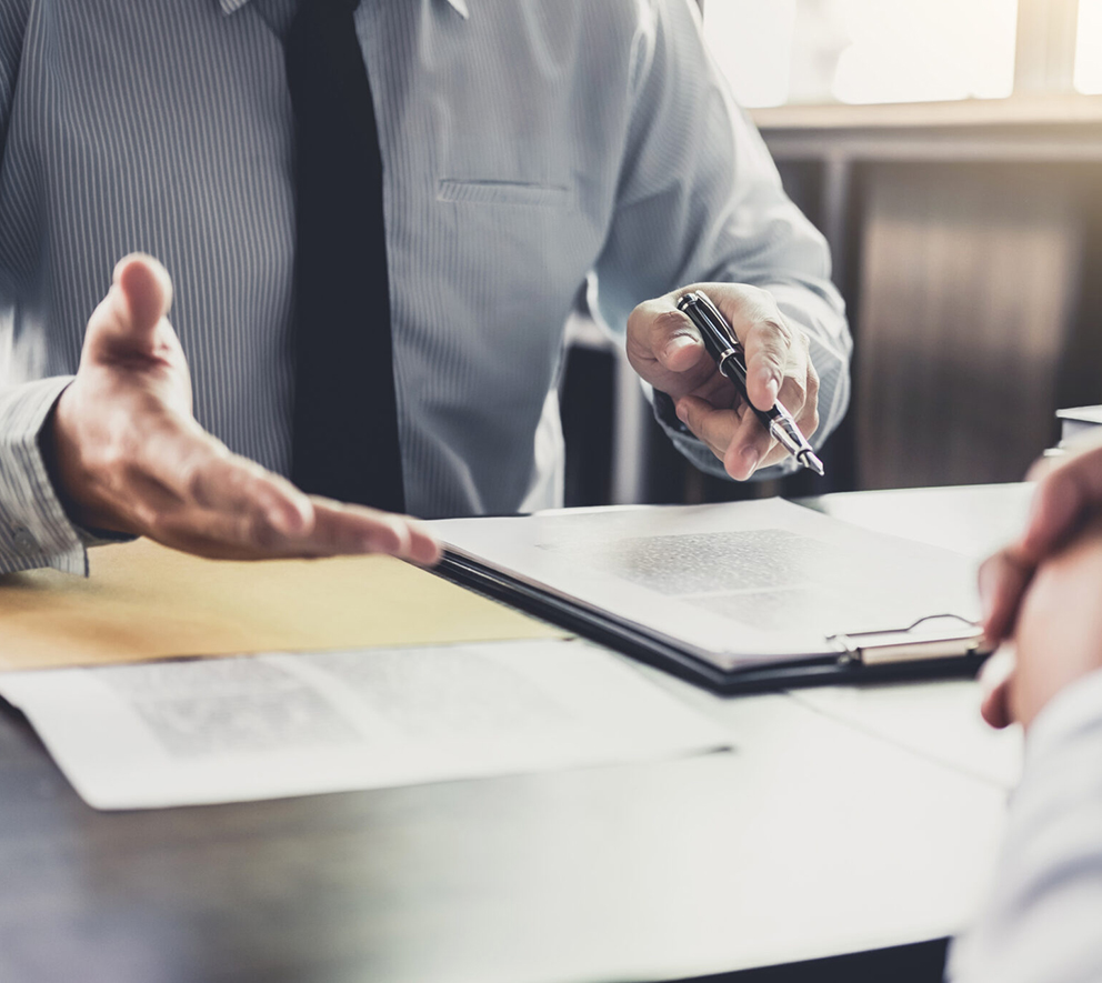 Businessman and Male lawyer or judge consult having team meeting