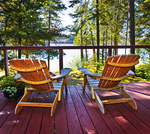 Forest cottage deck and chairs